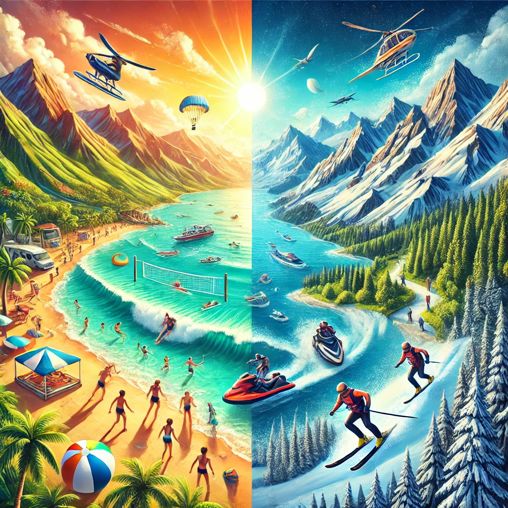 해변, 산악 스포츠 여행지 관련 사진