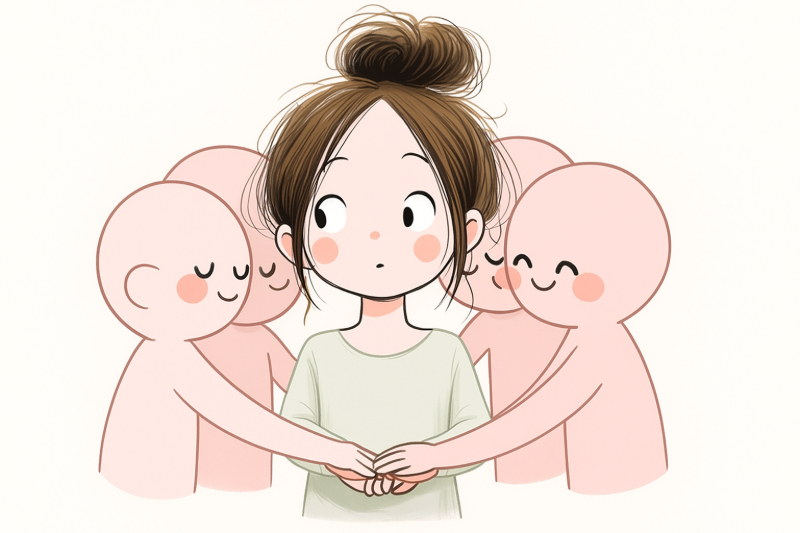 서로 격려하고 지지하는 사람들의 모습