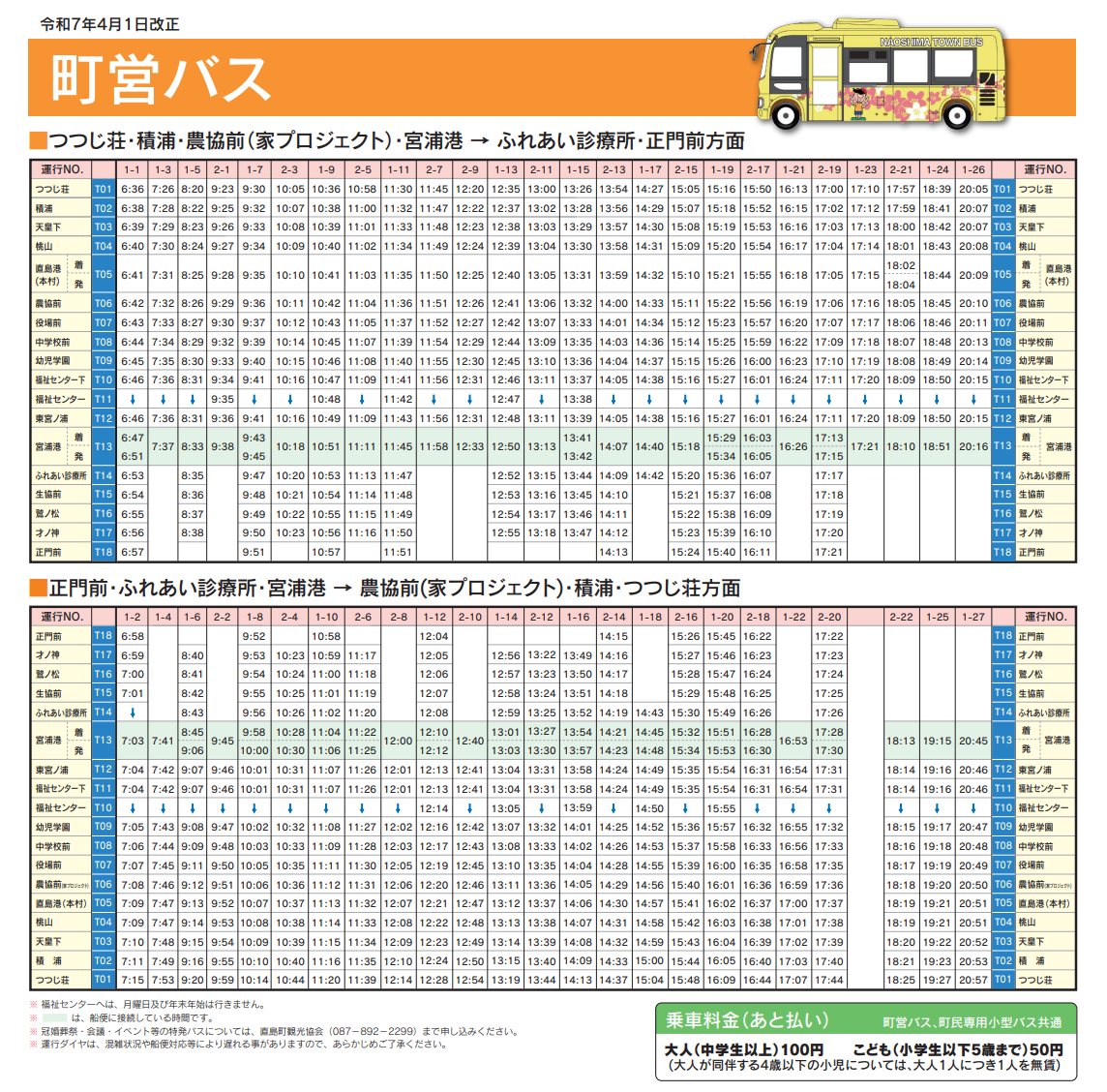 나오시마 시영버스 타운버스 시간표
naoshima town bus time table