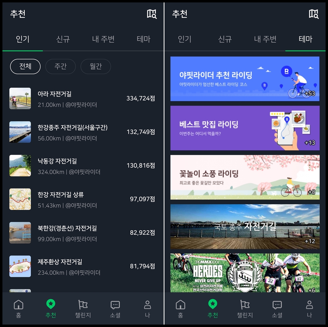 자전거 코스 추천
