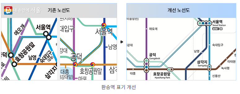 신호등 방식의 환승역 표기