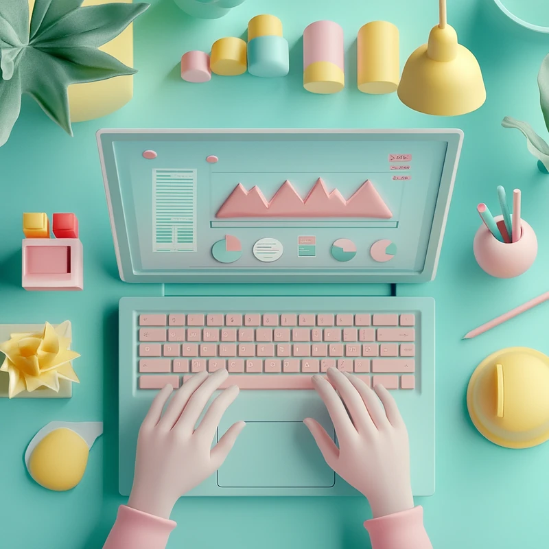 젊은 직장인이 2025 연금 ETF 시장 분석을 노트북으로 검토하며 희망찬 분위기를 표현. 연금 ETF 분석, 달러 약세, 2025 투자 전략, 시장 전망, 직장인 자산관리 키워드를 포함.