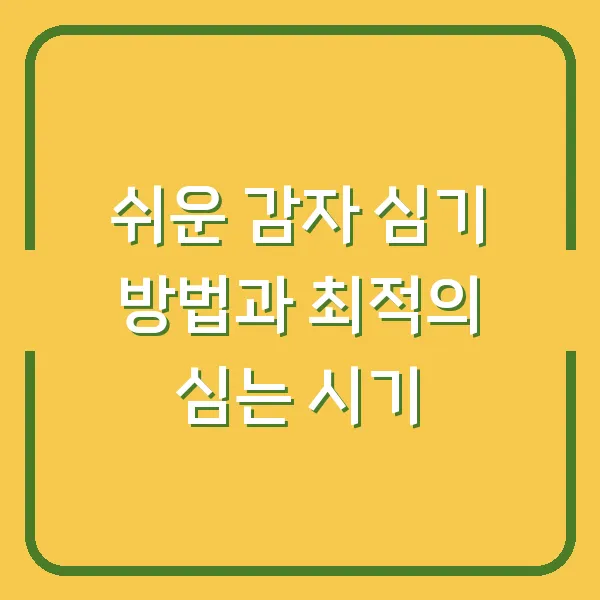 쉬운 감자 심기 방법과 최적의 심는 시기