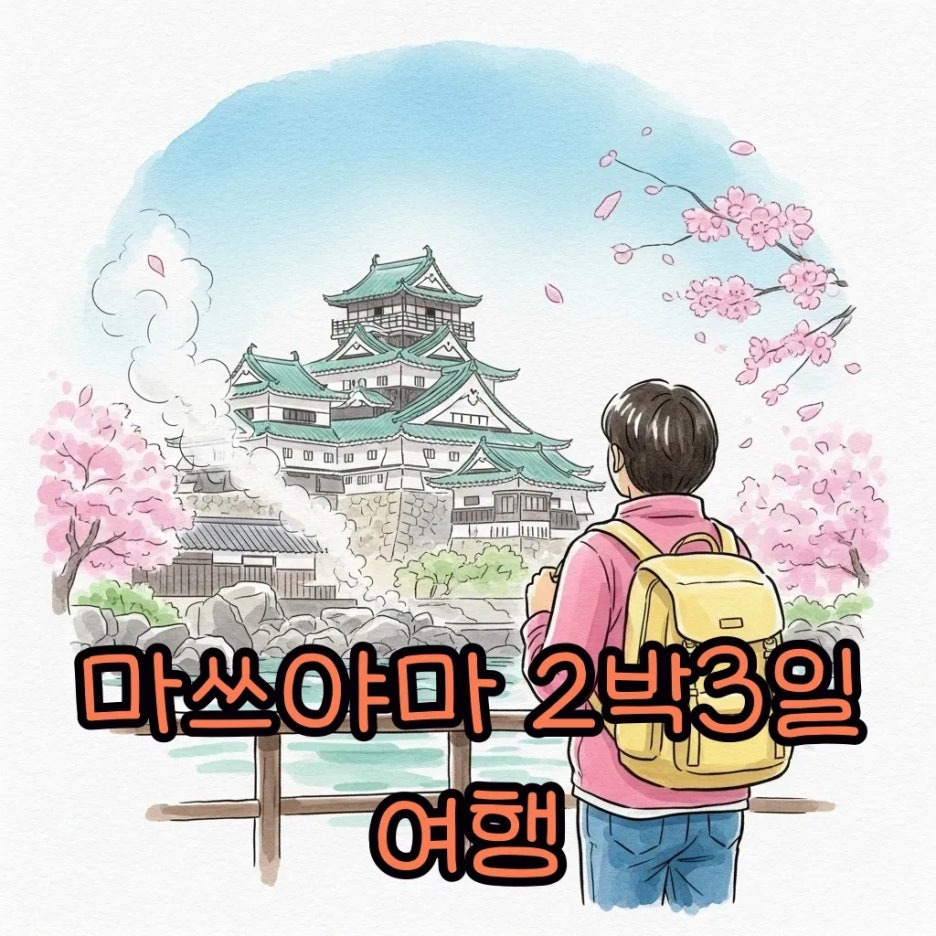 마쓰야마 성과 온천이 보이는 여행 풍경