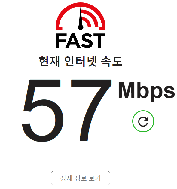 fast.com 측정결과