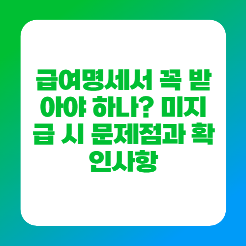 급여명세서 꼭 받아야 하나? 미지급 시 문제점과 확인사항