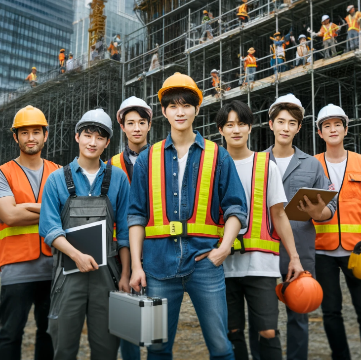 일용직 노동자들이 열심히 일하는 건설 현장