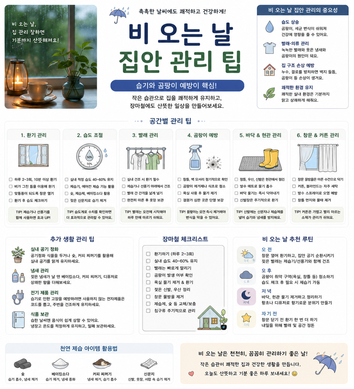 비 오는 날 집안 관리 팁 관련 사진