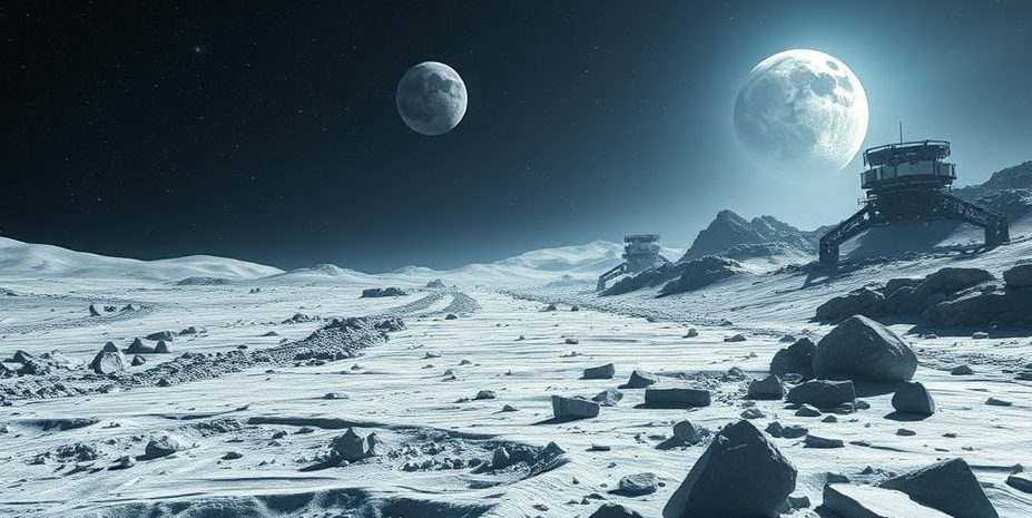 달의 자원 채굴 현장