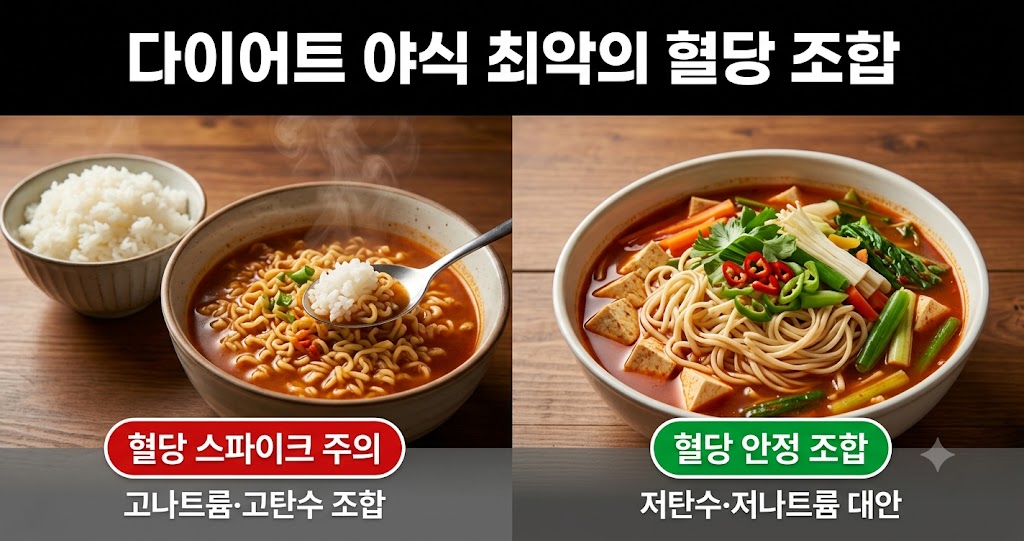 다이어트 야식 혈당관리, 라면 조합 이렇게 바꿔보세요