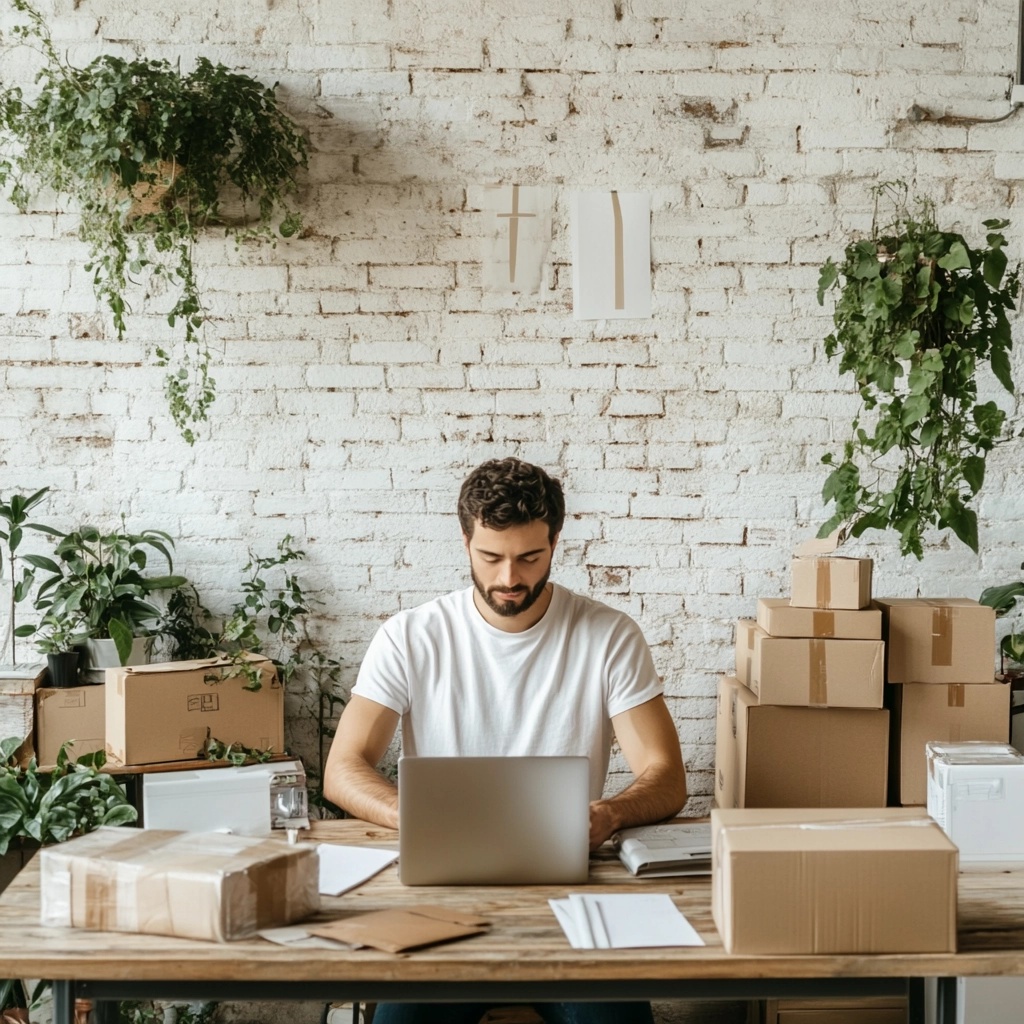 배송을 보내고 있는 남자