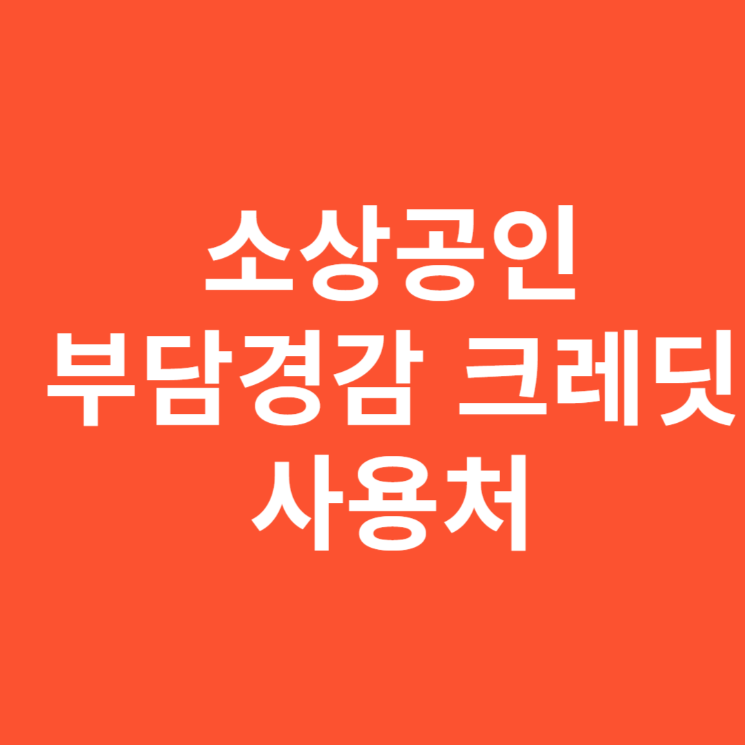 소상공인 부담경감 크레딧 사용처