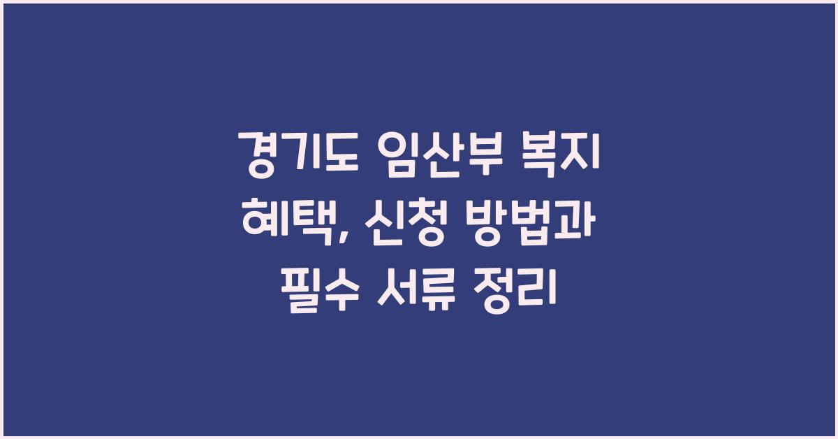 경기도 임산부 복지 혜택  