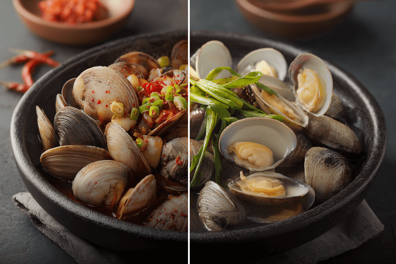 조개-요리가-2가지로-완성-된-이미지