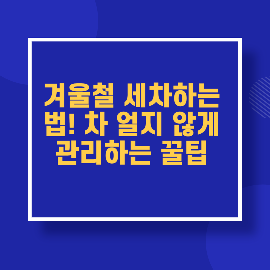 겨울철 세차하는 법! 차 얼지 않게 관리하는 꿀팁