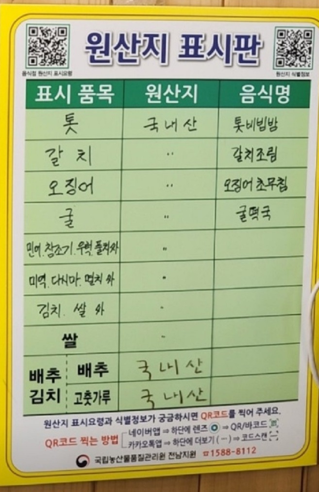 원산지표시판