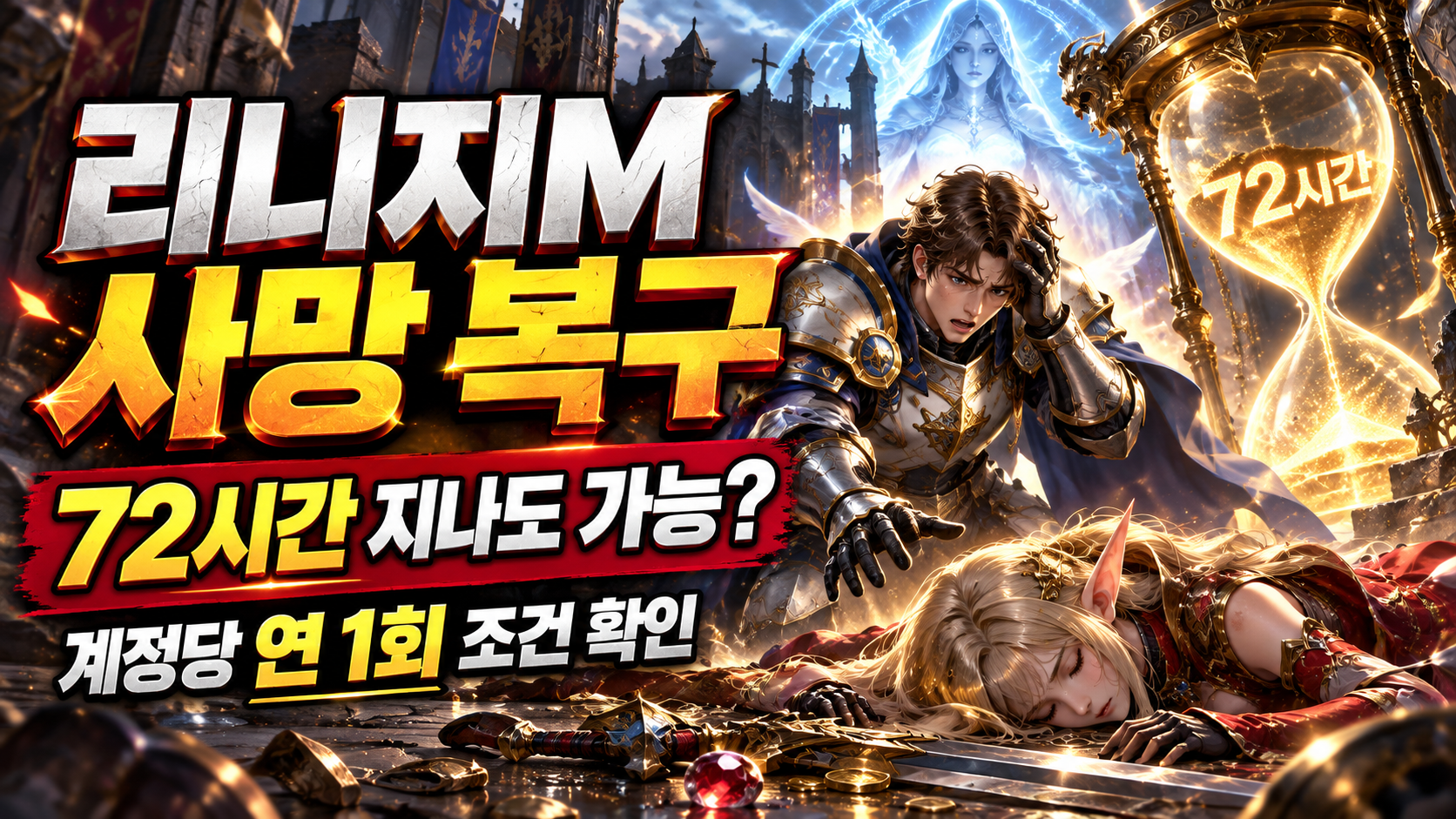 리니지M 사망 후 72시간이 지나 복구 목록에서 사라진 경험치와 아이템의 복구 조건을 소개하는 이미지