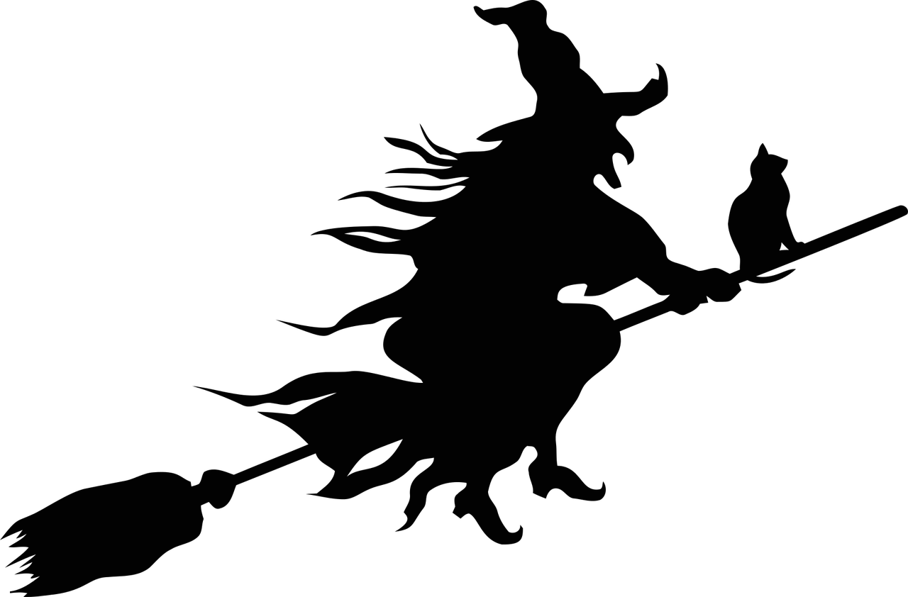 마녀가-지팡이를-타고있는-사진