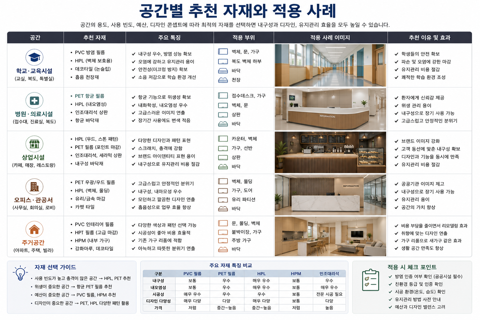 공간별 추천 자재와 적용 사례