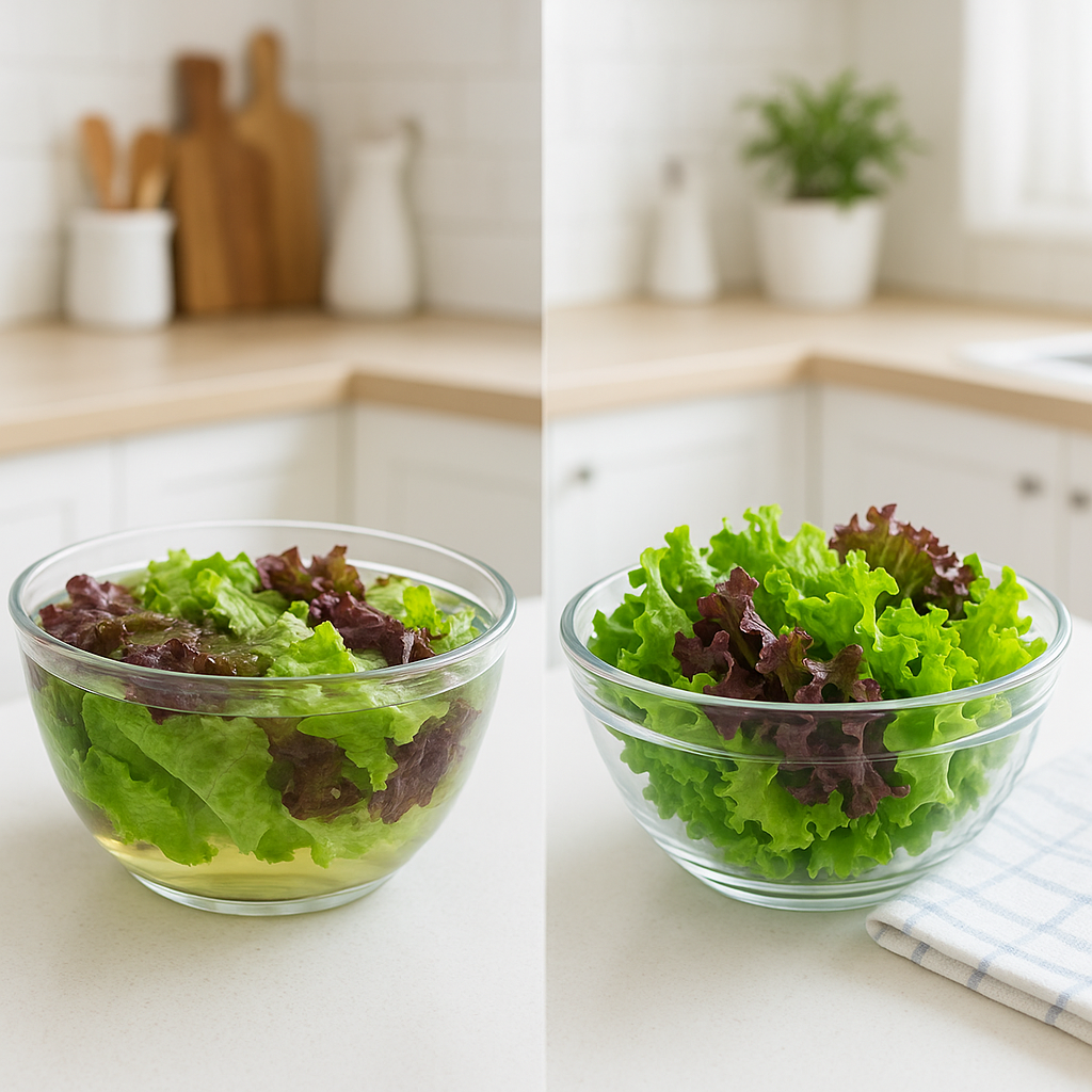 샐러드용 채소는 &lsquo;식초물에 오래 담그기&rsquo;가 오히려 역효과일 수 있다