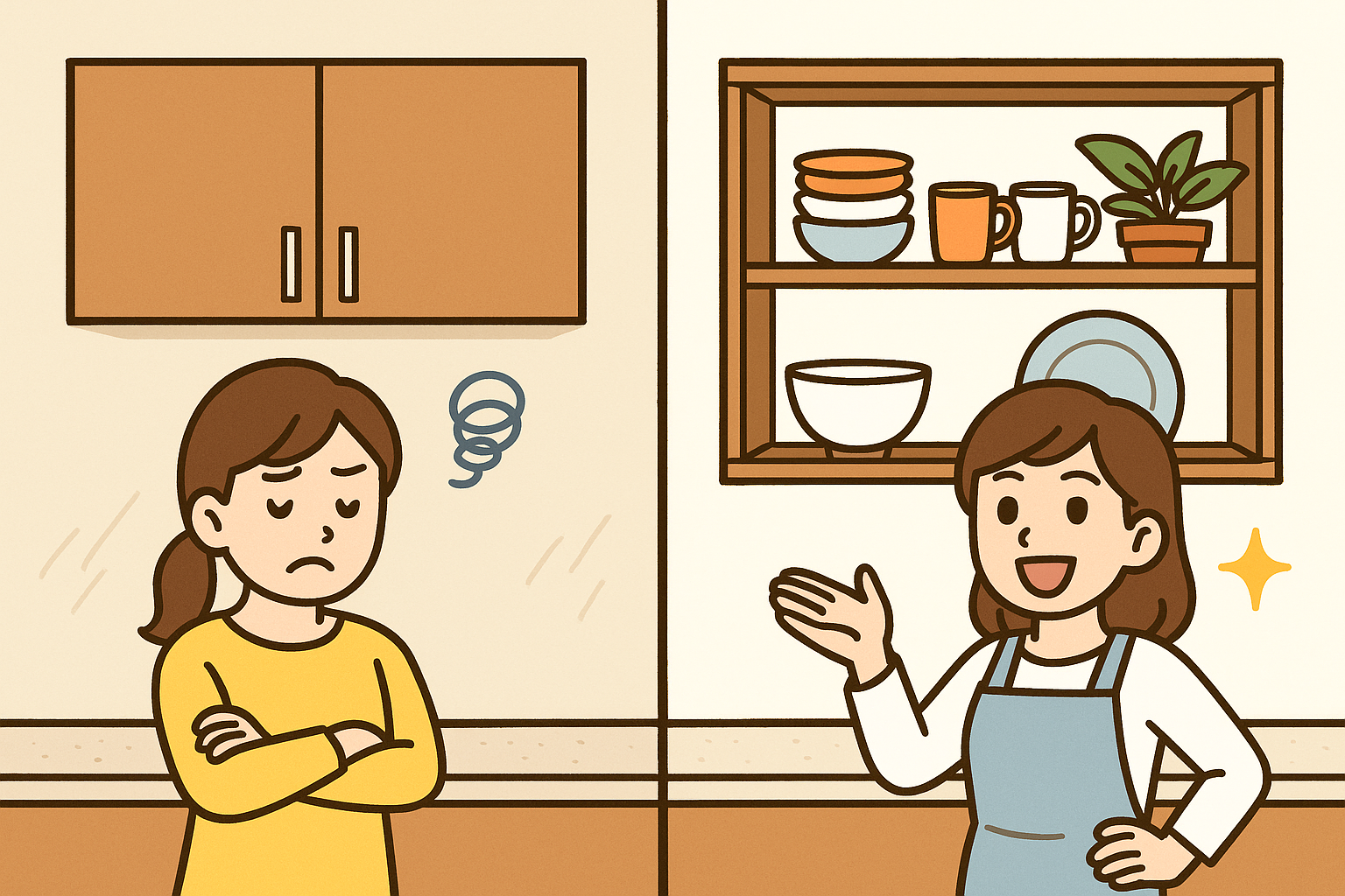 수납장을 줄이고도 넓게 쓰는 방법 &ndash; 오픈 선반 인테리어