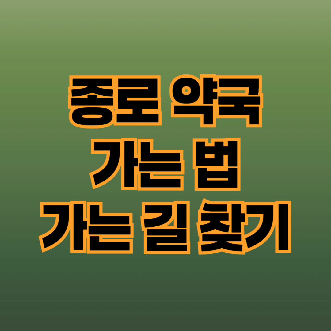 종로 약국 가는 법