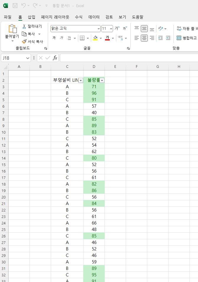 엑셀 조건부 서식 적용하기
