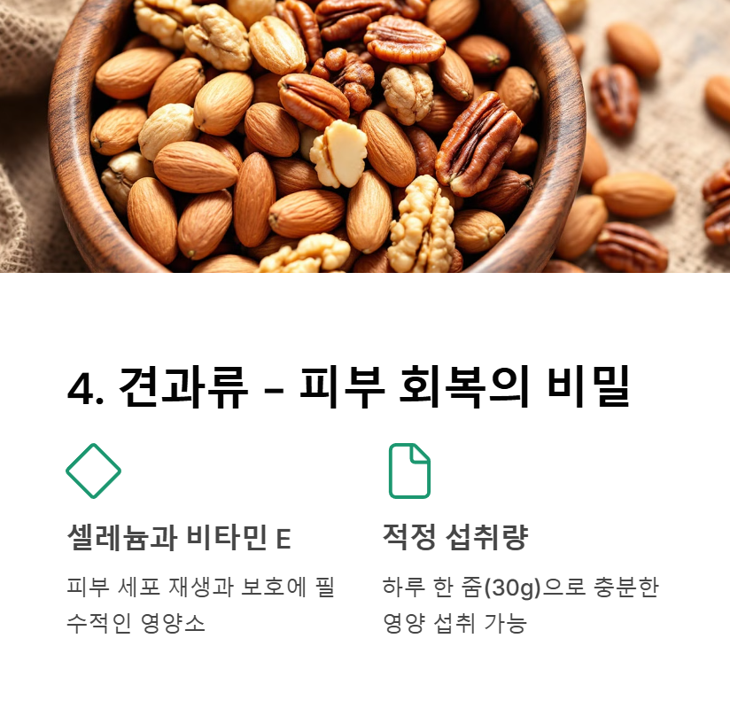 견과류 - 피부 회복을 돕는 셀레늄과 비타민 E