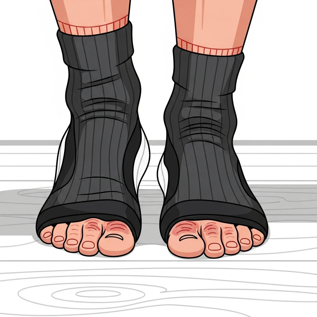 꽉 낀 신발 속 발