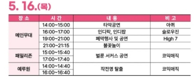 5월 16일 춘향제 일정