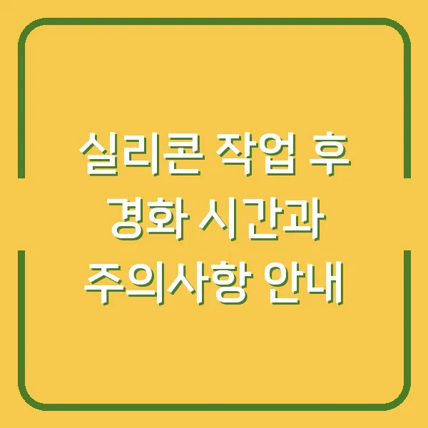실리콘 작업 후 경화 시간과 주의사항 안내