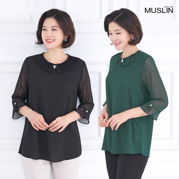 모슬린 엄마옷 무드 블라우스 마담 미시옷 중년여성의류 50대 ebl002503