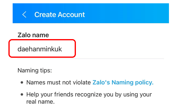 zalo-앱-아이디만드는화면