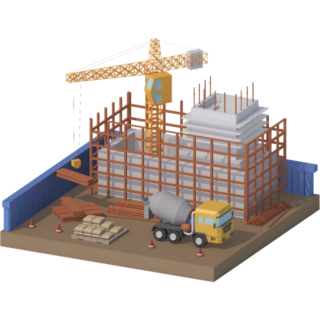 건설현장을 그림으로 표현했다.