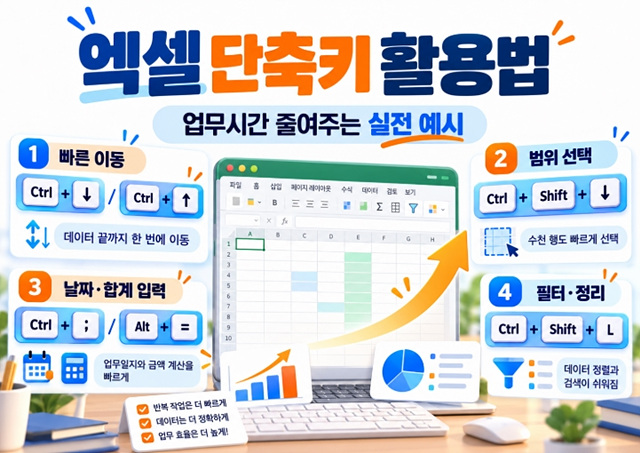 엑셀 단축키 모음｜업무시간 줄여주는 필수 단축키 40개