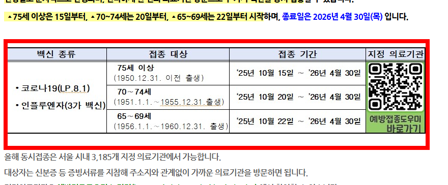 75세이상 독감 예방접종 대상, 시기 알아보기