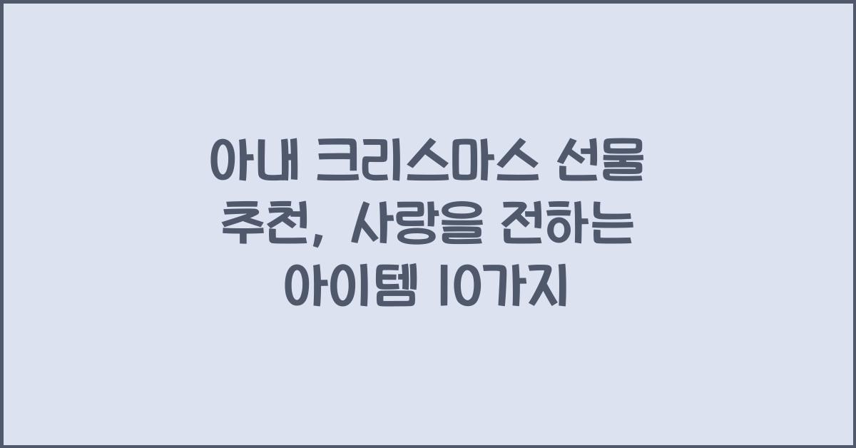 아내 크리스마스 선물 추천