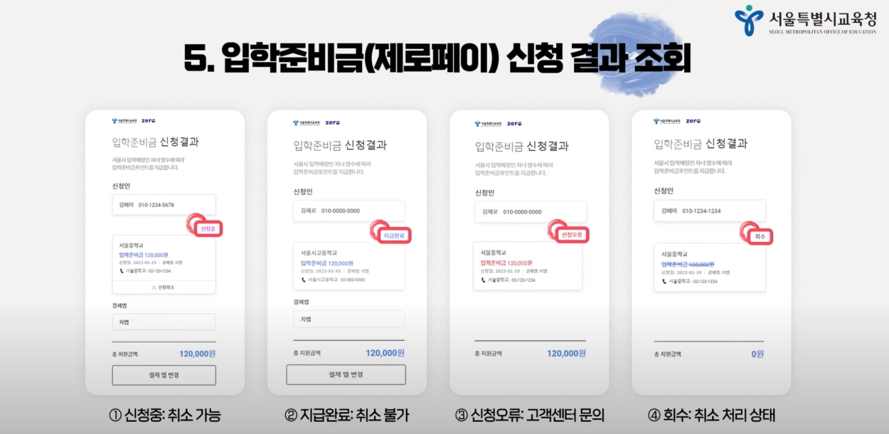 입학준비금 제로페이 포인트