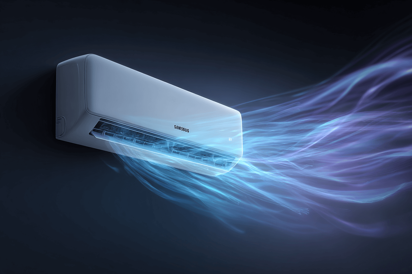 벽걸이-에어컨에서-찬-바람이-나오고-있는-효과를-표현한-이미지