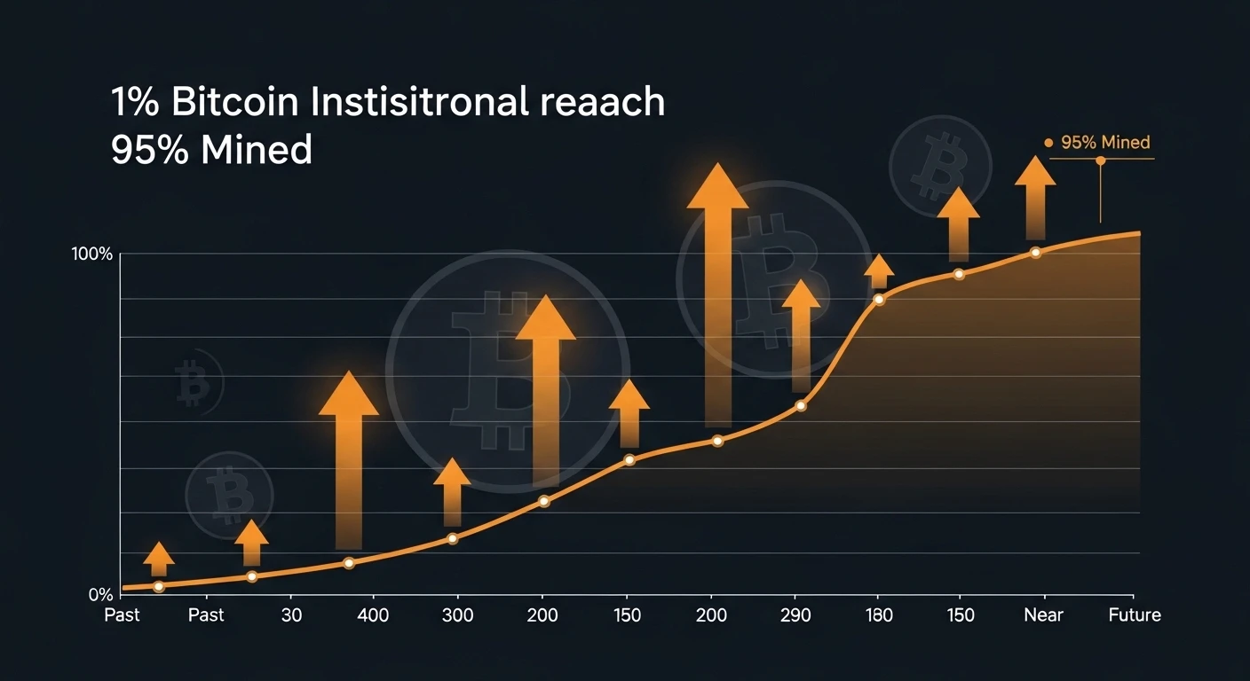 비트코인 공급량 95% 채굴 완료와 반감기 사이클을 보여주는 차트