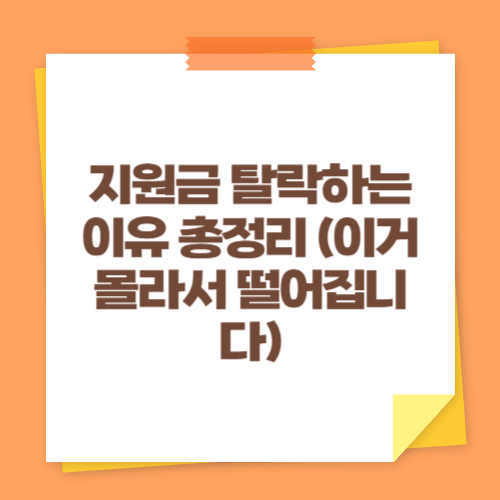 지원금 탈락하는 이유 총정리 (이거 몰라서 떨어집니다)