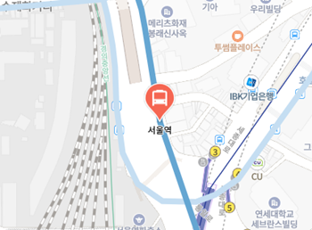 서울역에서 인천공항 리무진 공항버스(6702번) 지도 위치