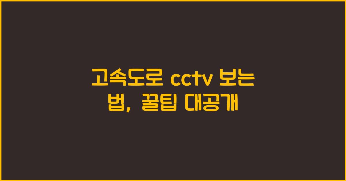 고속도로 cctv 보는 법