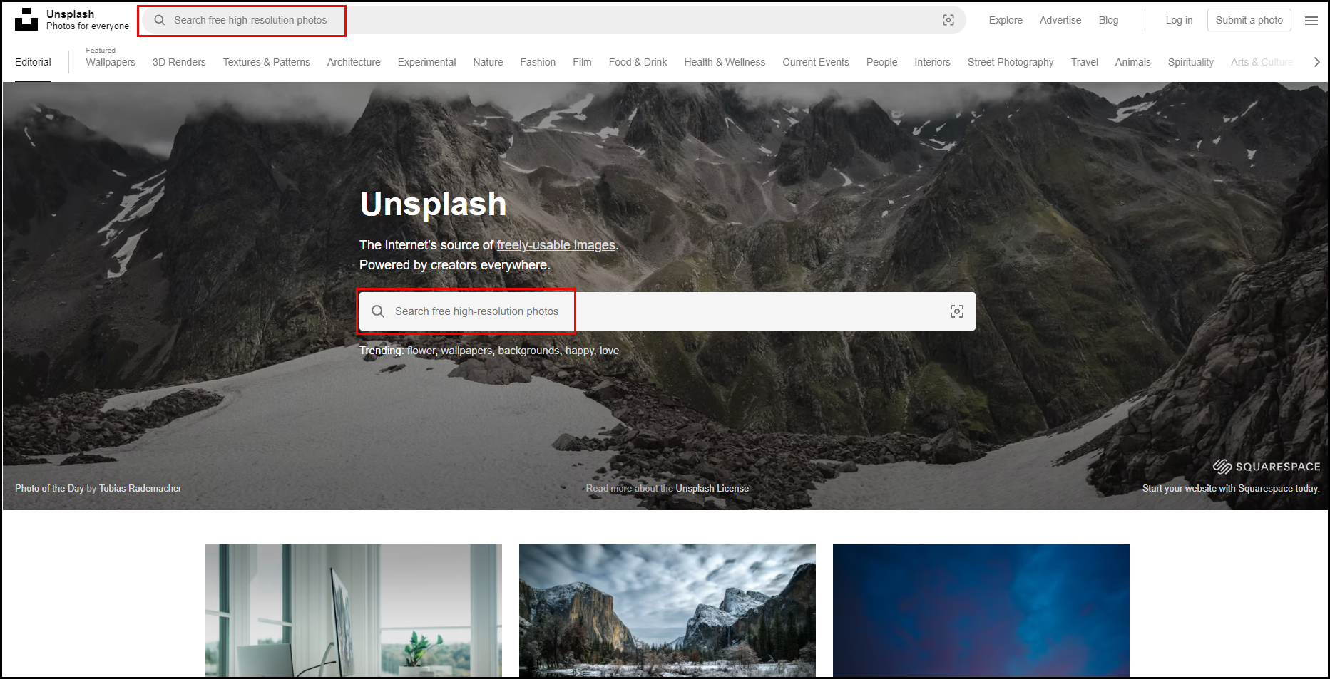 언스플래쉬 메인