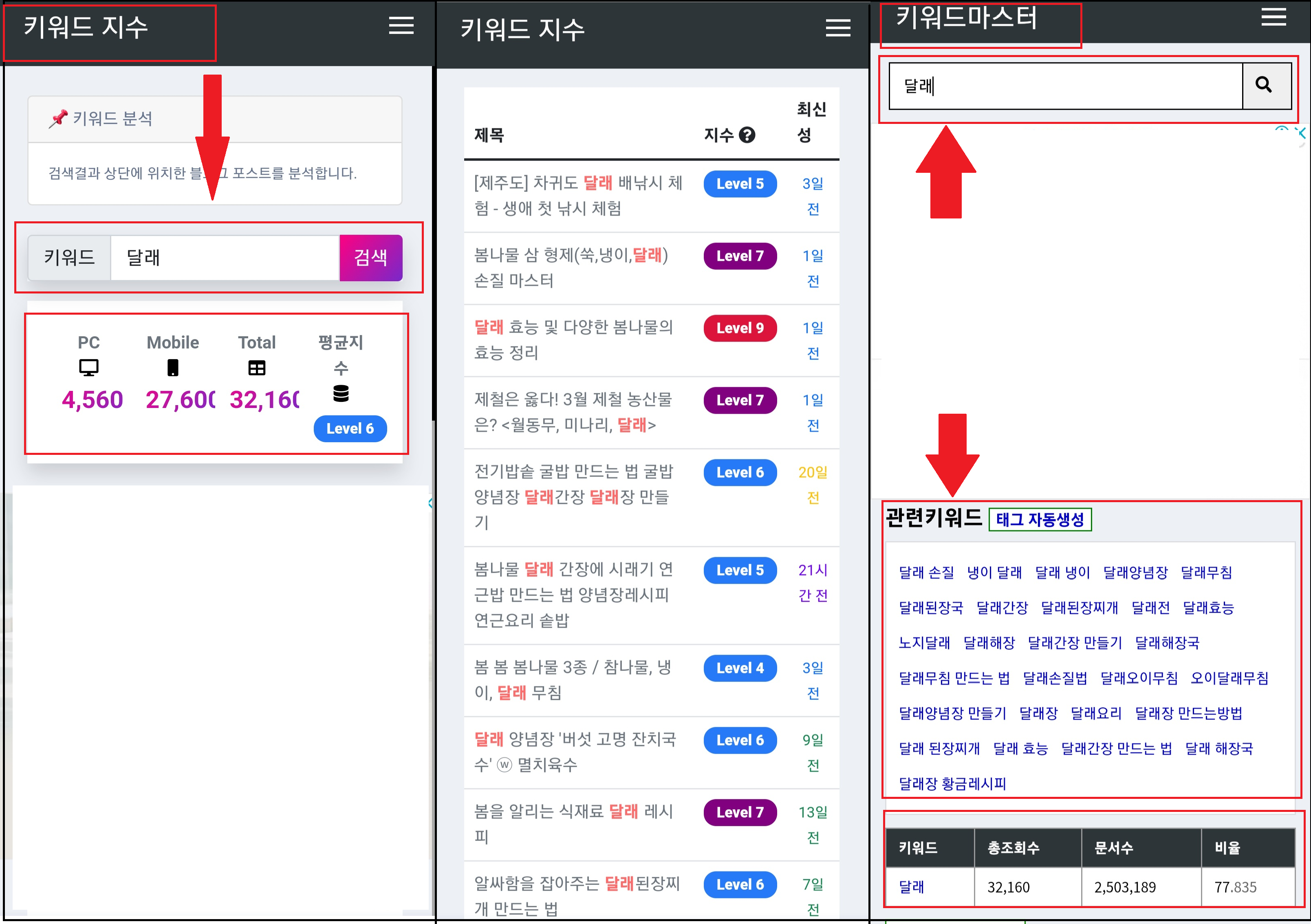 키워드지수 확인하기