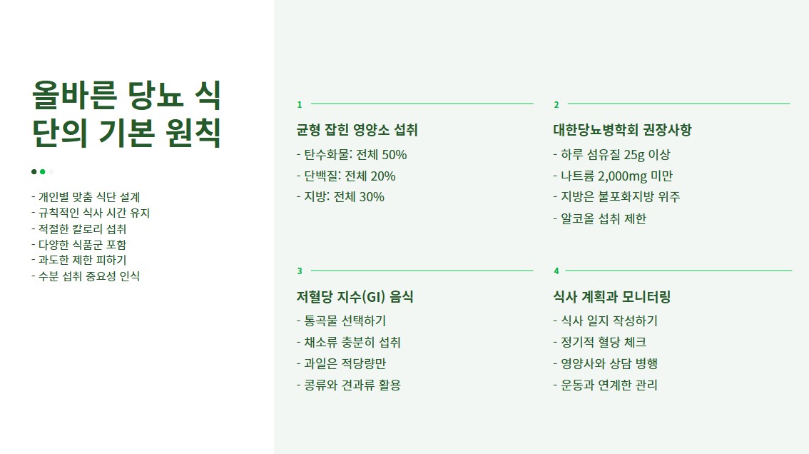 올바른 당뇨 식단의 기본 원칙