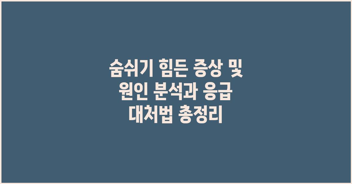 숨쉬기 힘든 증상및 원인 분석 및 응급 대처법