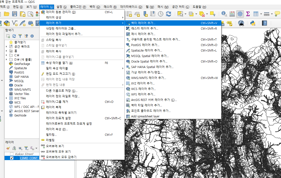 연속지적도 레이어에 추가