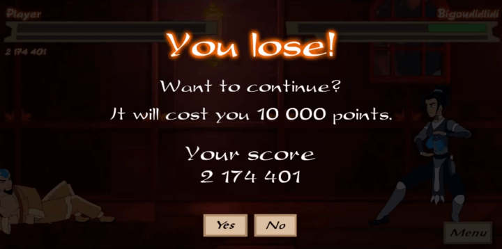 아바타-아레나-플래시게임-종료-화면