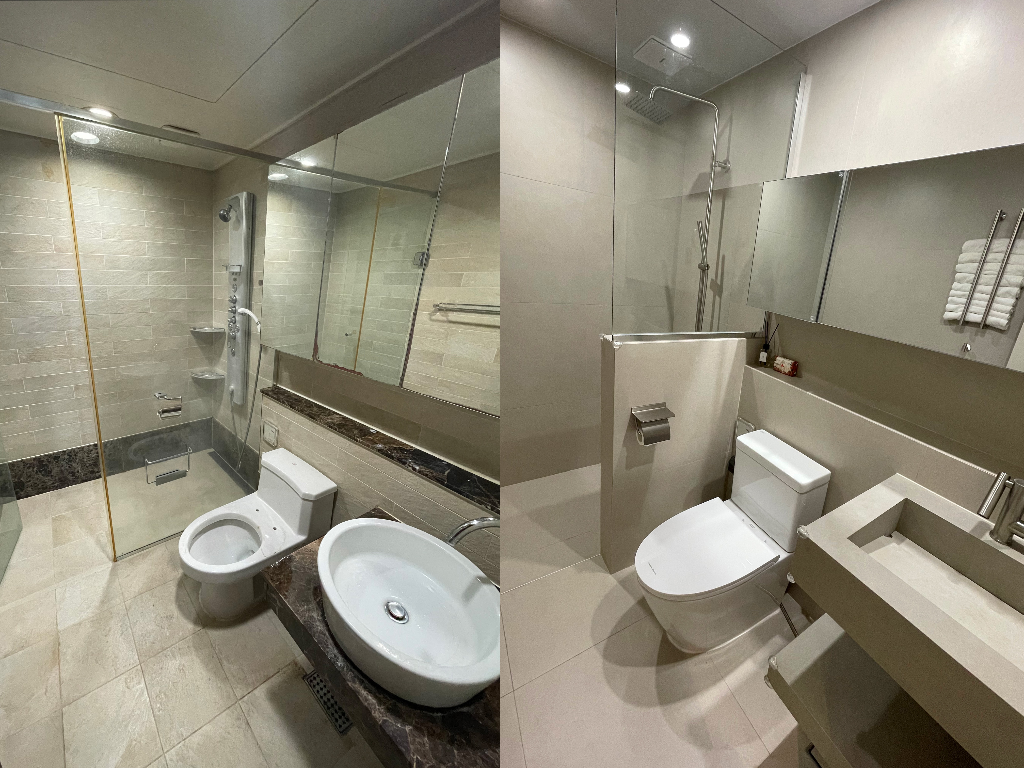 반셀프인테리어, 인테리어, 욕실, 욕실리모델링, 을지로, 굿세라믹, 조적세면대, 수전, 샤워파티션, SMC천정, 아메리탄스탠다드, 투피스변기, 복합플랩장, 인테리어업체, 시공업체, 비포앤에프터